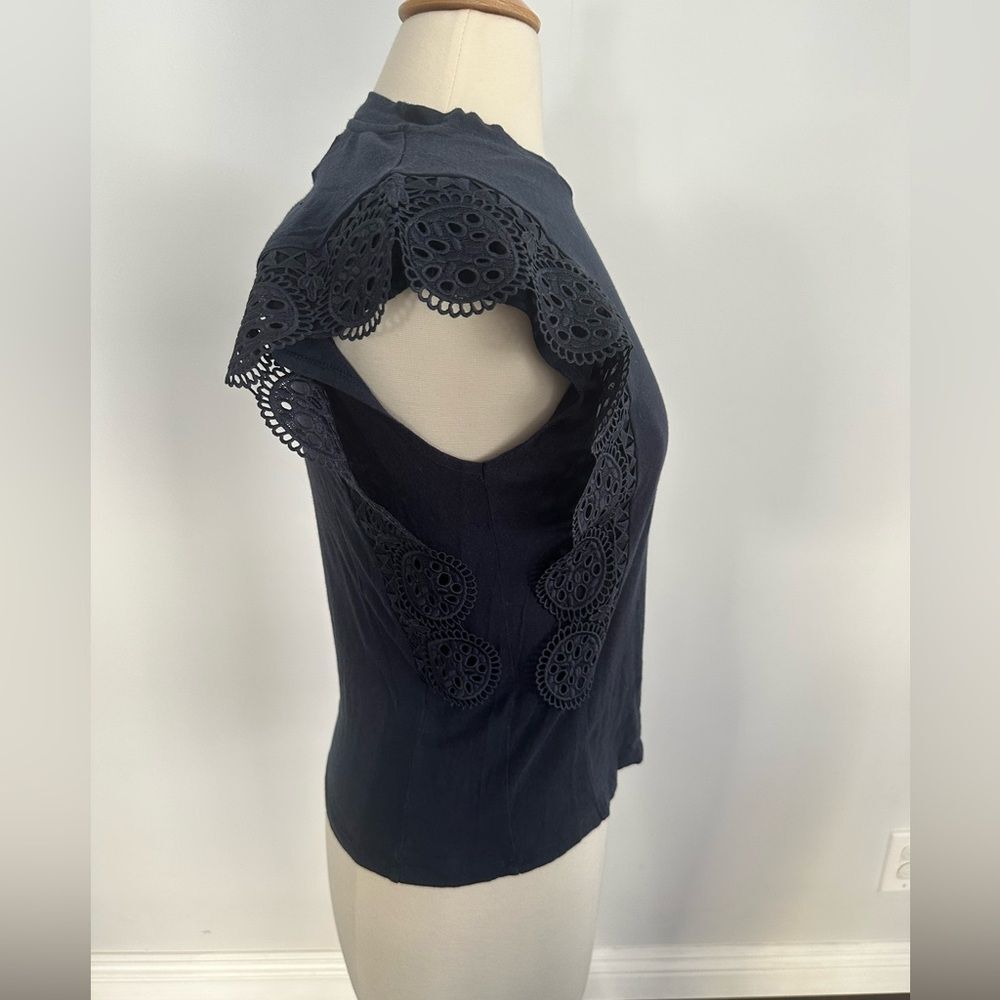 The Kooples Sleeveless Navy Blue Cotton Women's T-Shirt Size 1 - Picture 5 of 8